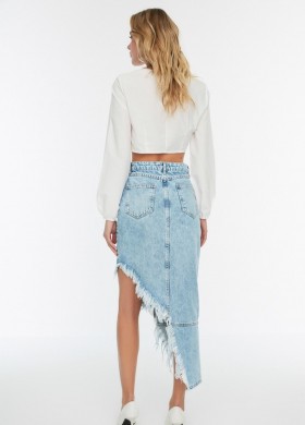 Асиметрична дълга дънкова пола