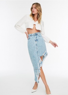 Асиметрична дълга дънкова пола