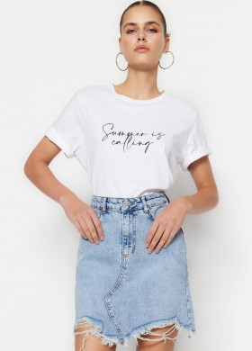 Асиметрична къса дънкова пола