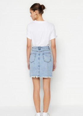 Асиметрична къса дънкова пола