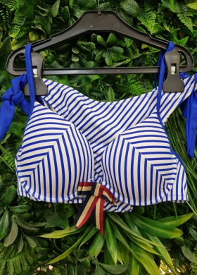 Бански костюм синьо райе