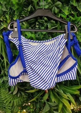 Бански костюм синьо райе