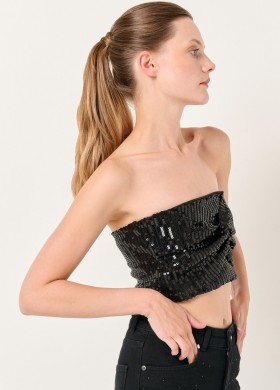 Бюстие черно с пайети