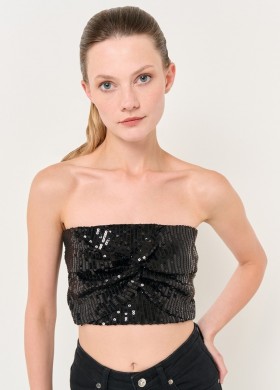 Бюстие черно с пайети