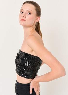 Бюстие черно с пайети