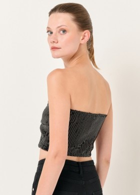 Бюстие черно с пайети