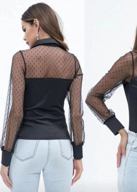 Блуза черен тюл