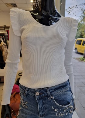 Блуза черна с къдрички