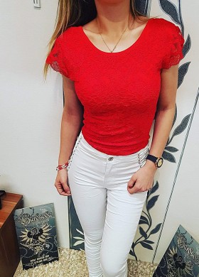 Блузка с гол гръб червена