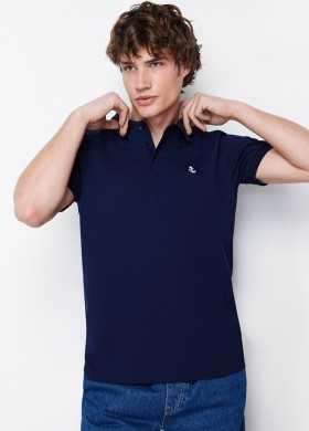 Блузка с яка тъмносиня