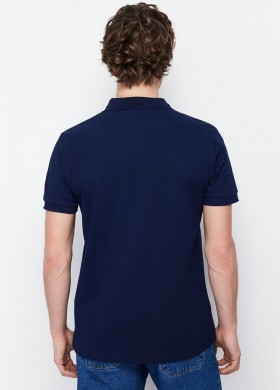 Блузка с яка тъмносиня