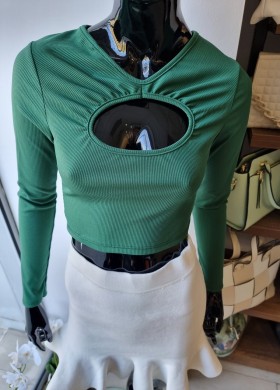 Блузка къса в зелено