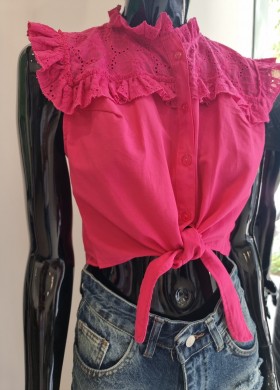 Блузка с връзки в циклама