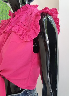 Блузка с връзки в циклама