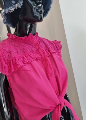 Блузка с връзки в циклама