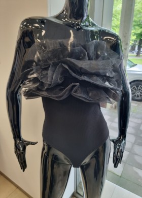 Боди с черен тюл