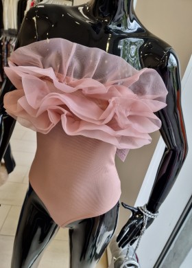 Боди с розов тюл