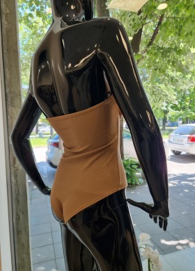 Боди с тюл кафяво