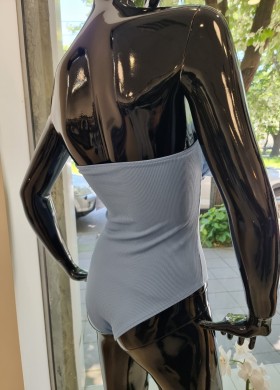 Боди с тюл синьо