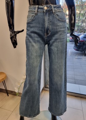 Дънки с широк крачол сини