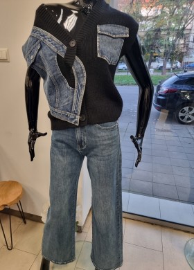 Дънки с широк крачол сини