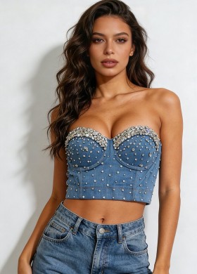 Дънково бюстие с камъни