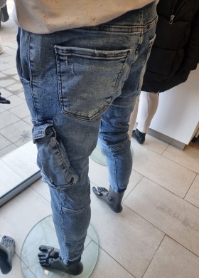 Дънки карго сини I8