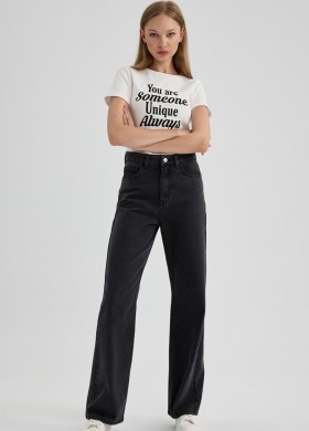 Дънки с широк крачол черни