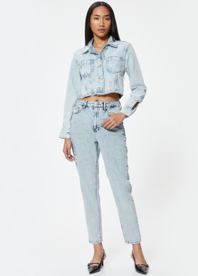 Дънки стил Mom Fit с висока талия