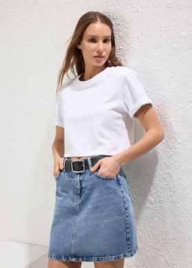 Дънкова пола с камъни