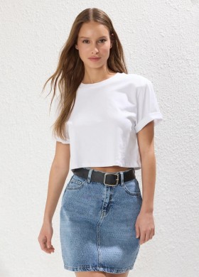 Дънкова пола с камъни