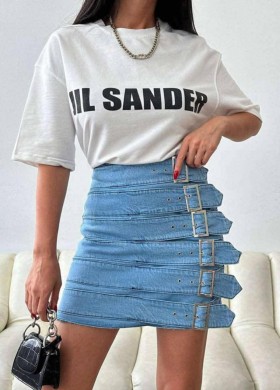 Дънкова пола с катарами