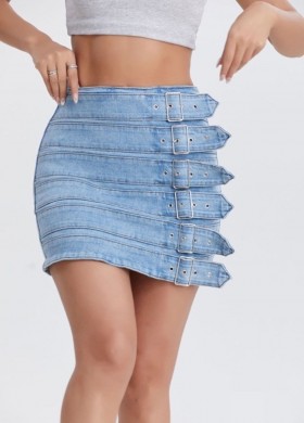 Дънкова пола с катарами