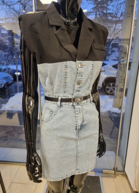 Дънкова рокля с колан