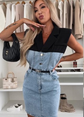 Дънкова рокля с колан