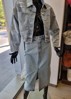 Дънково яке със сребристо