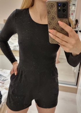 Гащеризон къс брокатен черен