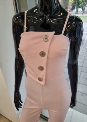 Гащеризон розов със златисти копчета