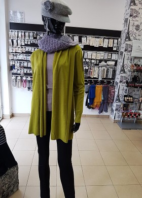 Жилетка дълга зелена