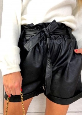 Кожен панталон черен