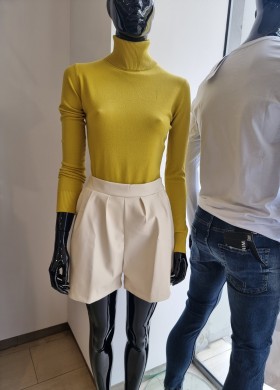 Кожен панталон екрю