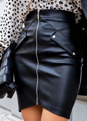 Кожена пола с цип