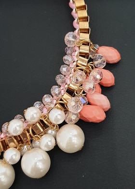 Комплект бижу с бели перли