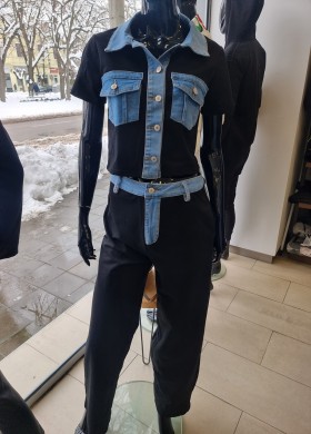 Комплект с деним черен