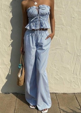 Комплект в синьо райе