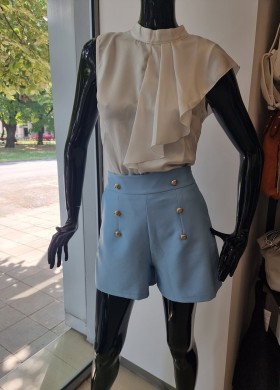 Къс панталон син