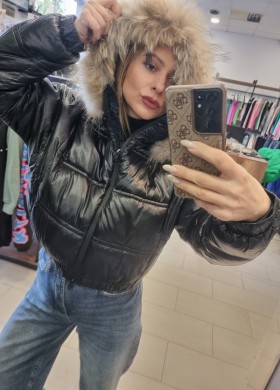 Късо яке с естествен пух