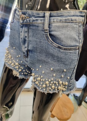 Къси дънки с перли