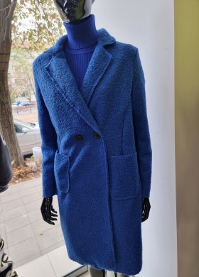 Палто букле в кралскосиньо