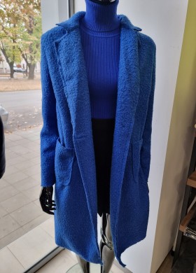 Палто букле в кралскосиньо